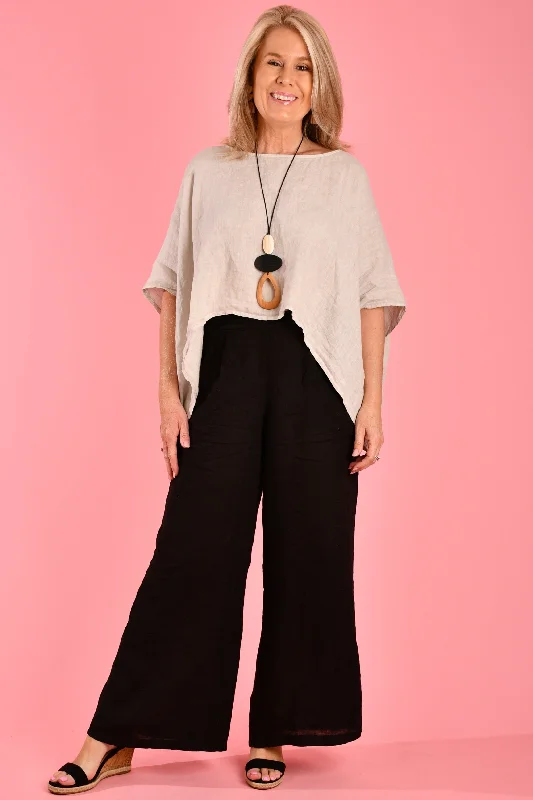 Special Savings VLSP120 (21P057) -  SICILY LINEN PANT - BLACK