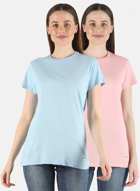 Special Savings Women Peach & Blue Plain 2 Pc Top Set