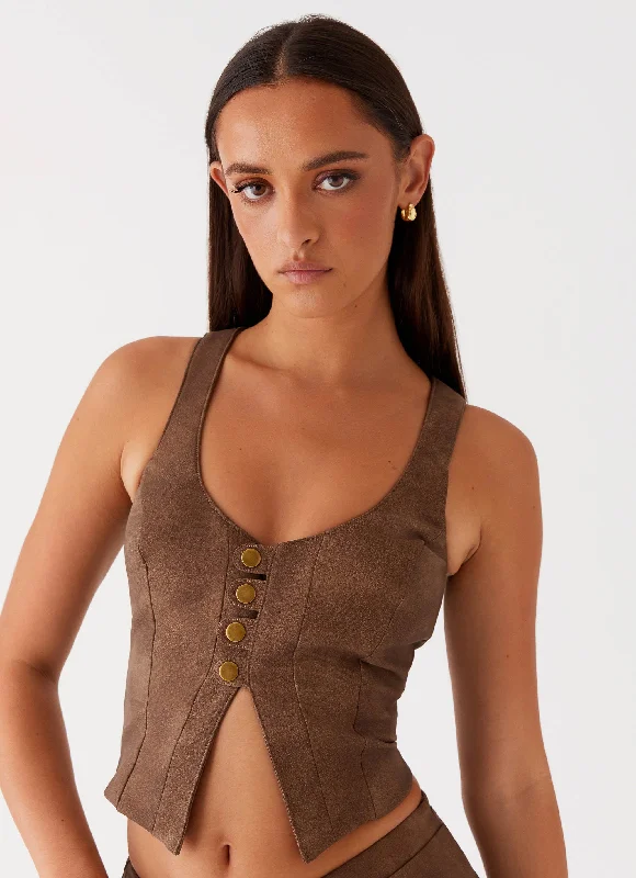 Exclusive Online Offer West District PU Top - Brown