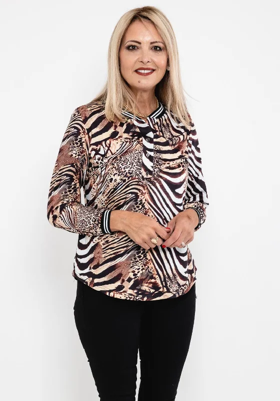 Deal Dash Leon Collection Animal Print Top, Brown