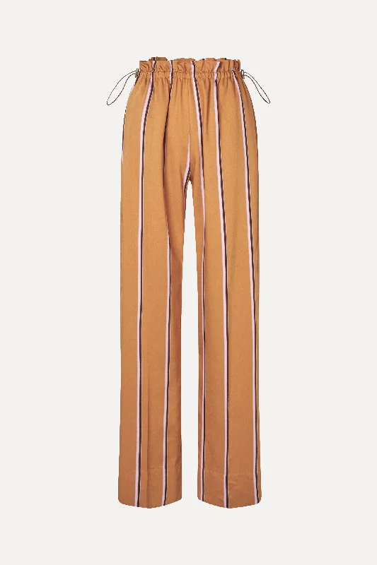 Midnight Madness Gathered Long Pants - Cocoa Stripes