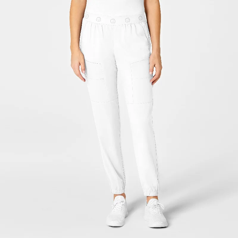 Midnight Sale PRO Women's Slim Cargo Jogger Scrub Pant - White