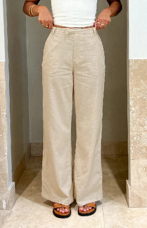 Price Fest Cabo Cream Linen Blend Pants