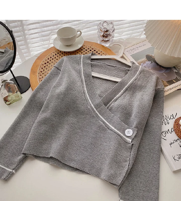 Stock Clearance Small man leisure foreign style simple V-neck one button top  6650