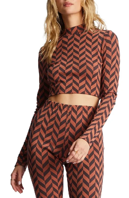 Today's Deal New Heights Chevron Mock Neck Crop Top