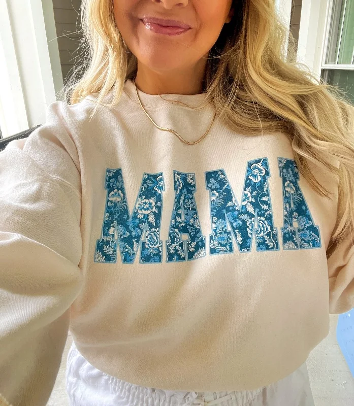 Big Discounts 'Blue & White Chinoiserie 'Mama' Crewneck Sweatshirt