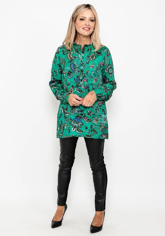 Price Blitz Masai Gabri Floral Tunic Top, Green