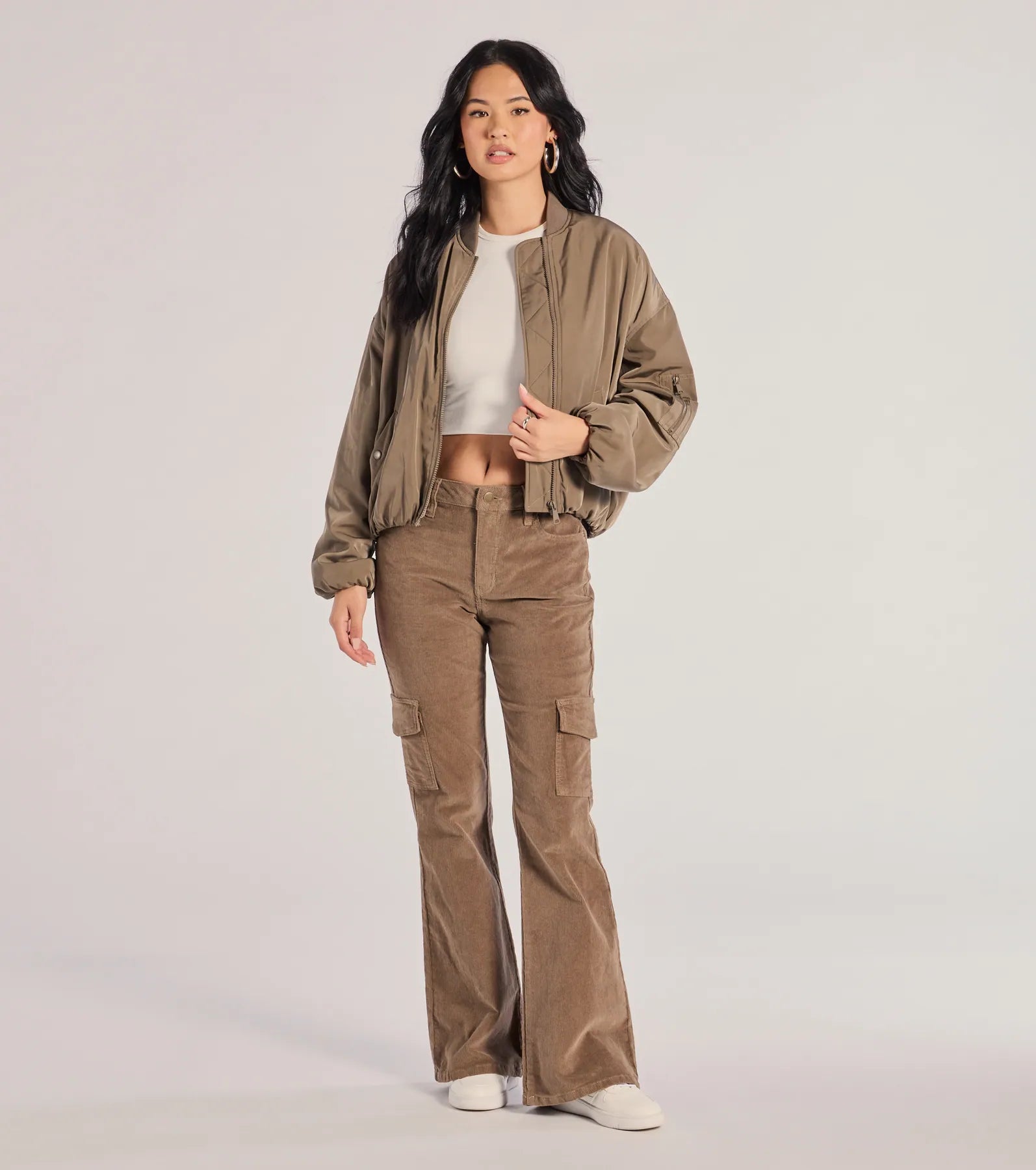 Limited Quantity Effortless And Cool Corduroy Cargo Flare Pants