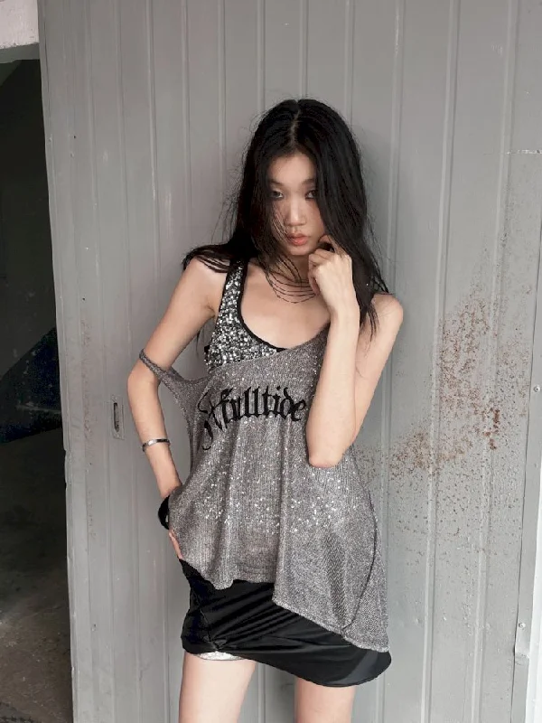 While Supplies Last Glitter Slimming Vest Beaded Camisole【s0000008502】