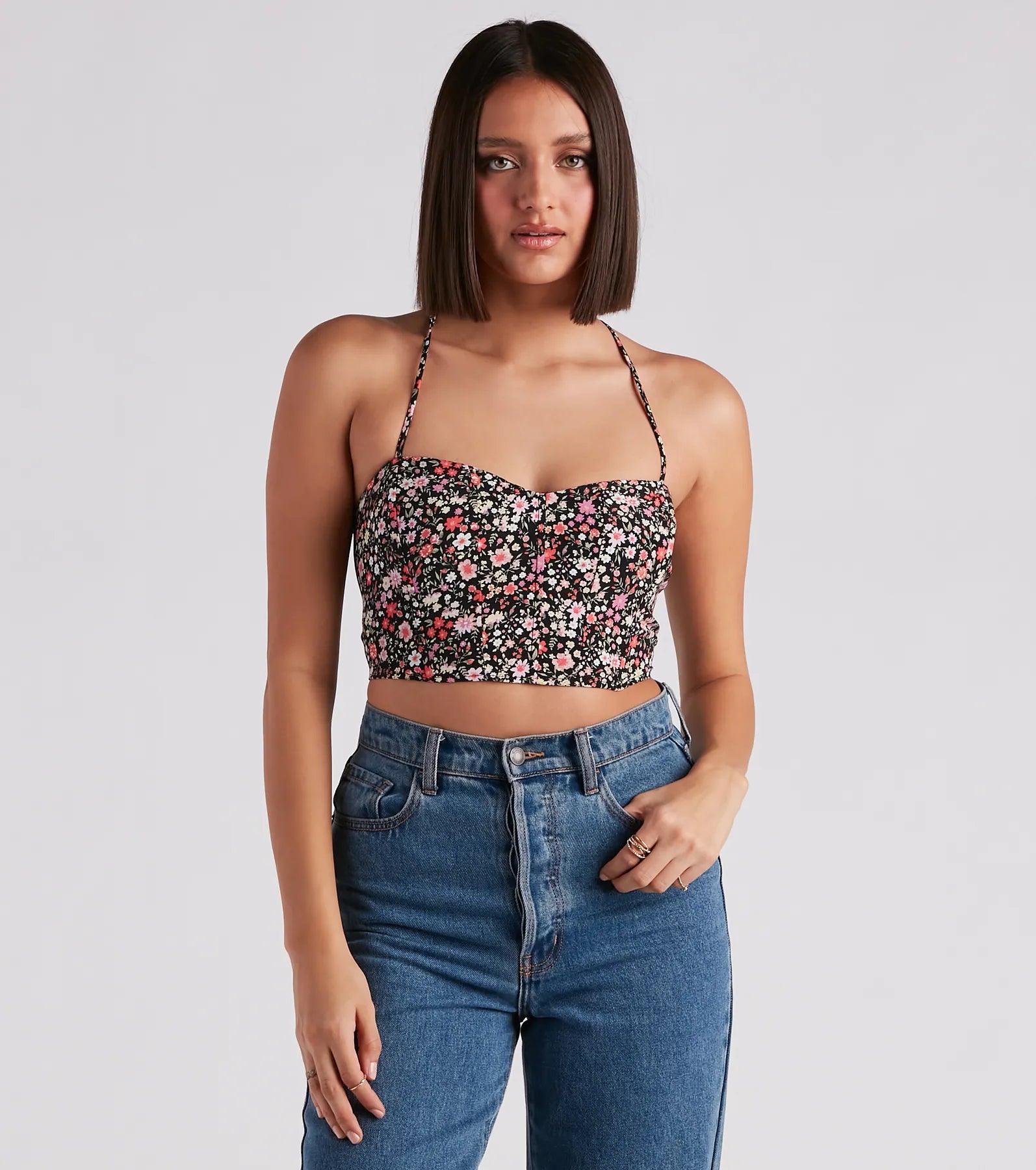 Savings Event Spring Blooms Ditsy Floral Crop Top
