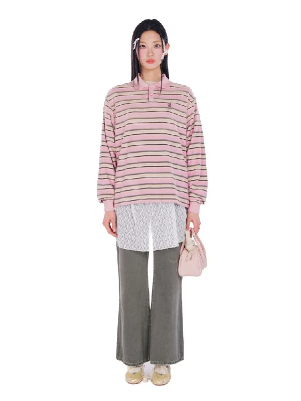 The Best Deal POLO NECK EMBROIDERED LABEL LONG SLEEVE T-SHIRT [S0000008585]