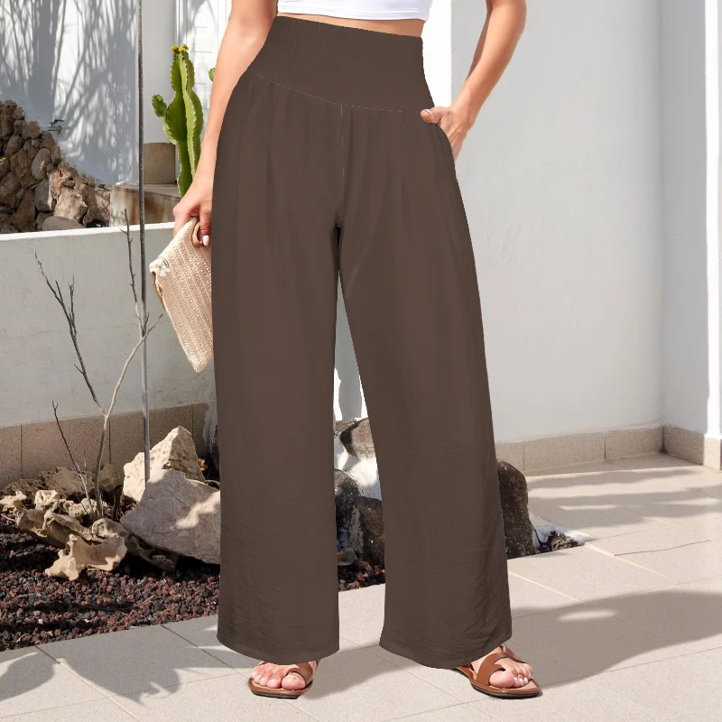 Low Prices Dark Brown Hight Waisted Wide Leg Pant