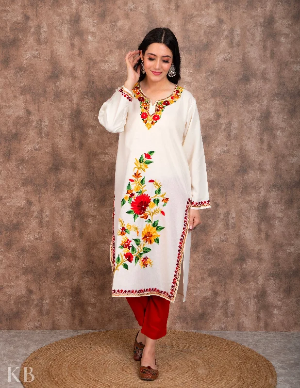 Weekend Specials to Celebrate Sunflower Sprout Aari Embroidered Cotton Kurti