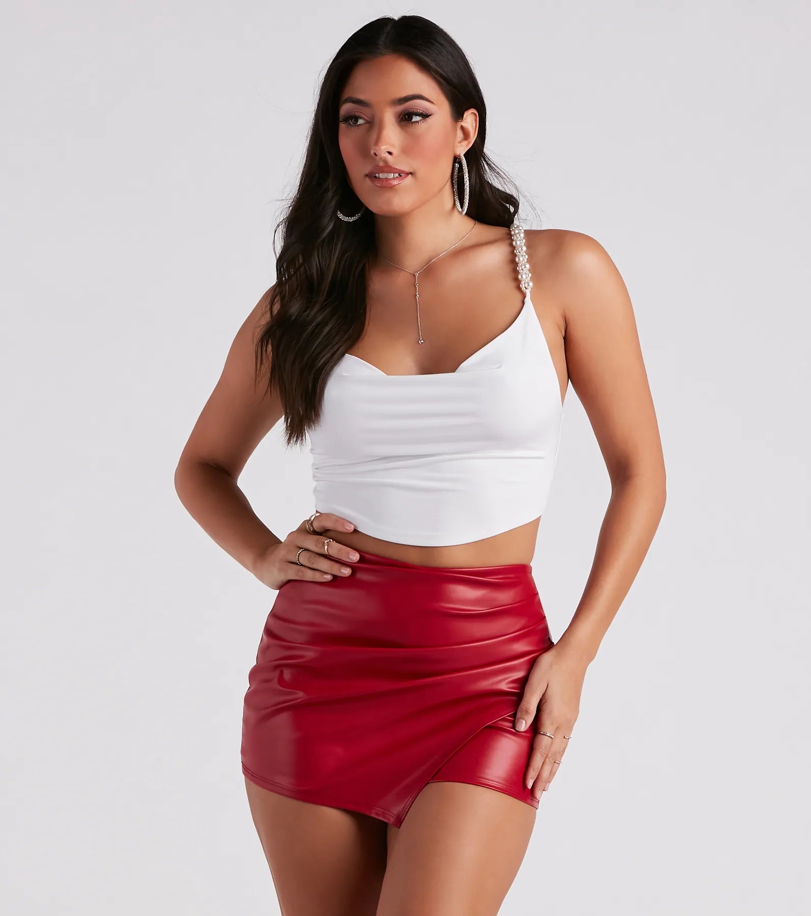 Weekend Savings Spectacular Pearl Of Style Tie Back Crop Top