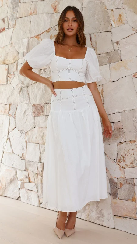 Value Deals Vivien Top and Maxi Skirt Set - White