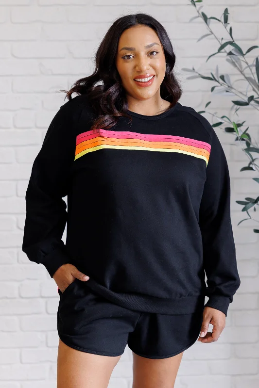 Big Savings Retro Rainbow Shorts Set in Black
