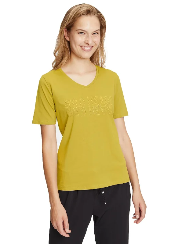 Stock Clearance Betty Barclay Wild Heart V Neck T-Shirt, Chartreuse