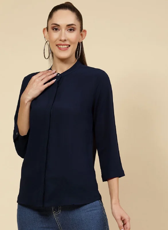 New Markdowns Women NAvy Blue Solid Top