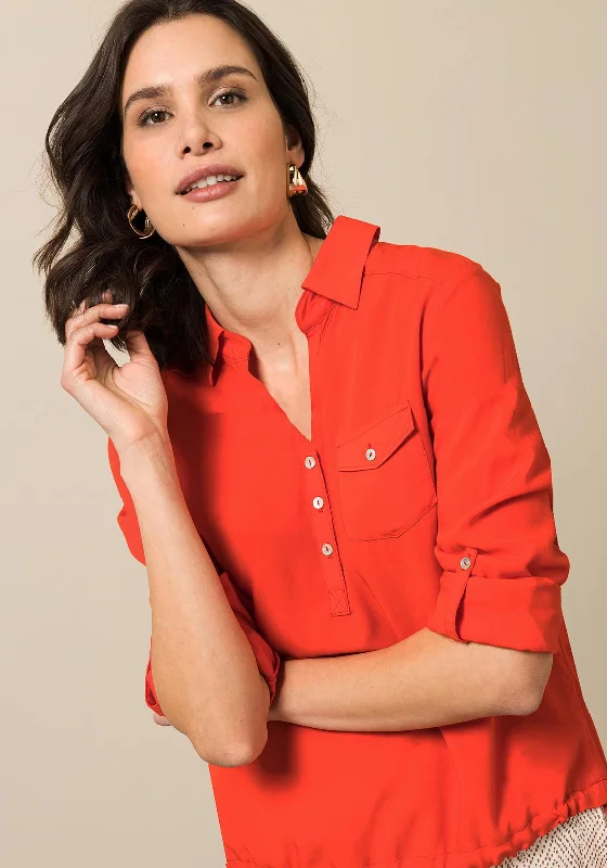 Don't Miss Out Bianca Anina Half Button Blouse, Fire