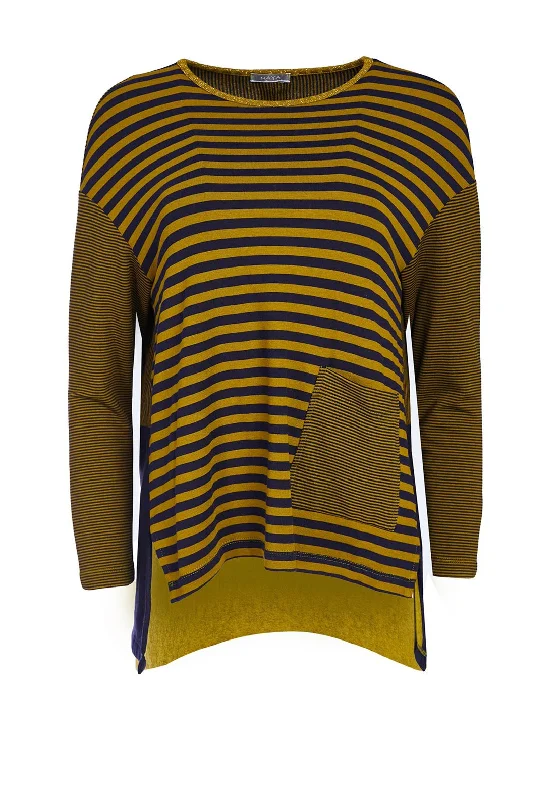 Special Buy Naya Striped Zip Back Top, Navy & Green