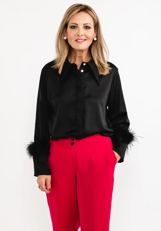 Weekend Discounts to Love Jovonna Vik Feather Cuff Shirt, Black