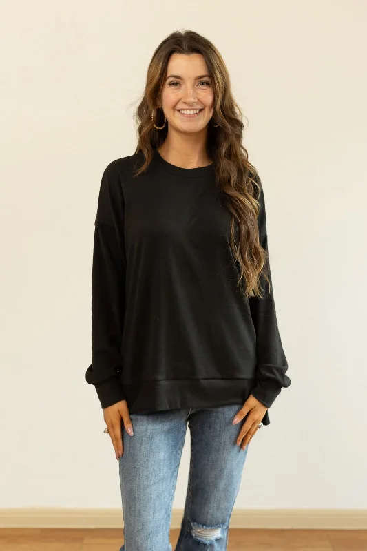 Steals and Deals Black Micro fleece Crewneck