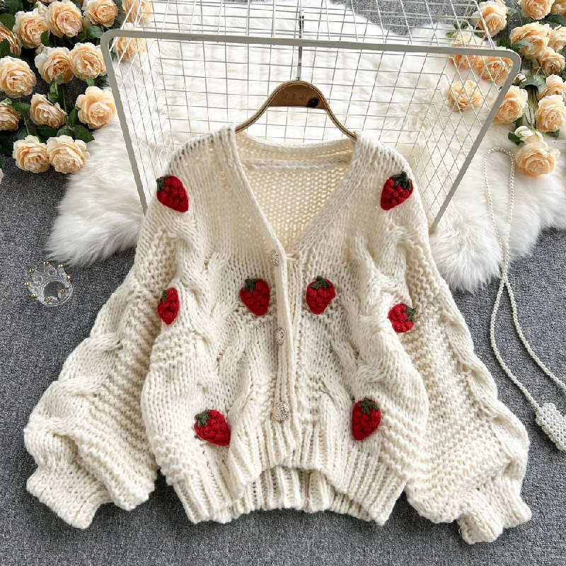 Extra Savings Cute cardigan strawberry sweater     S599
