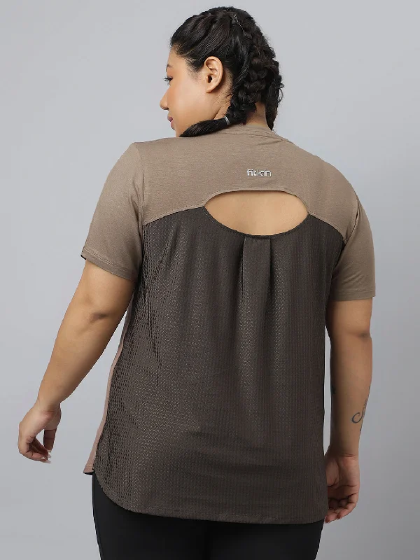 Great Bargain Fitkin Plus Size Super Soft Ecofriendly Modal Mocha Short Sleeve Tshirt