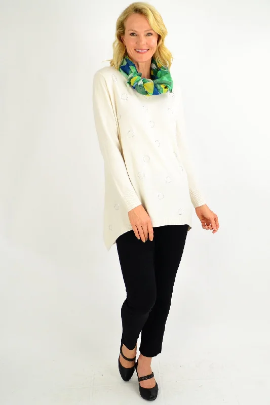 Weekend Deals That Wow Cream Diamante Wool Blend Tunic Jumper
