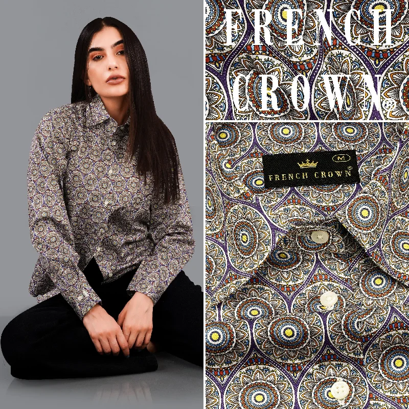 Savings Alert Mercury Brown Multicolour Ajrakh Printed Premium Cotton Shirt