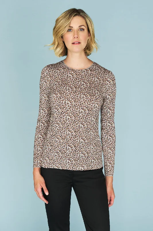 Unmissable Offer Long Sleeve Crew Neck Top - Mini Animal Print