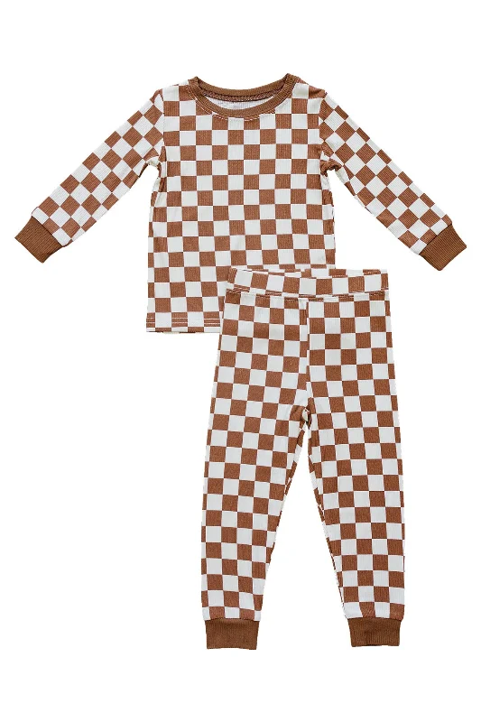 Amazing Value Rust Checkered Ribbed Bamboo Cozy Set