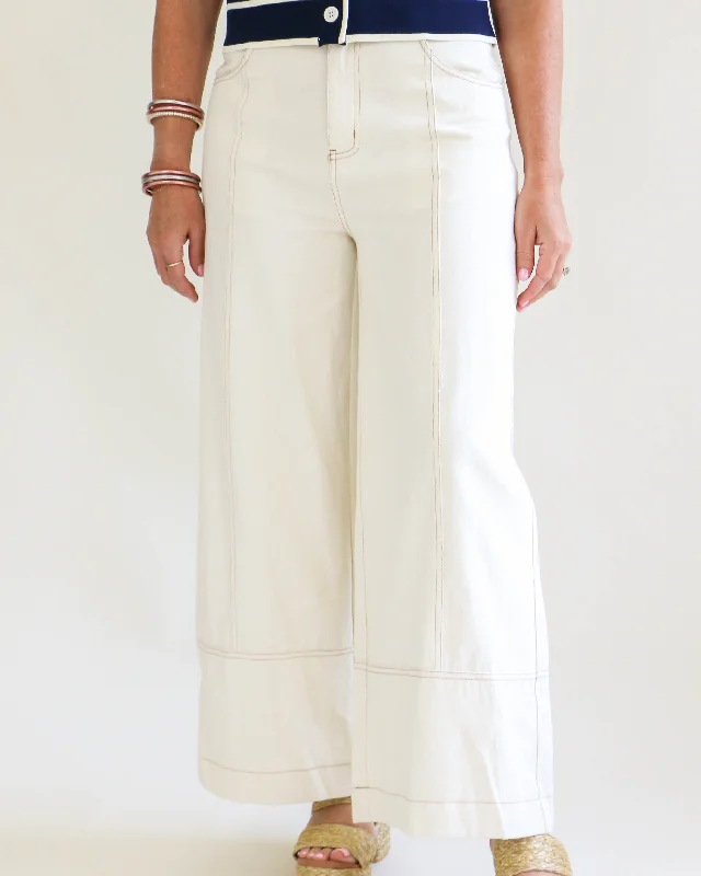 Savings Event Cream Wide Leg Pants