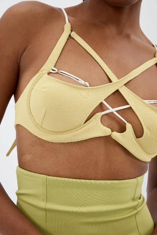 Members Only Leather Strap X Lime Green Bralette