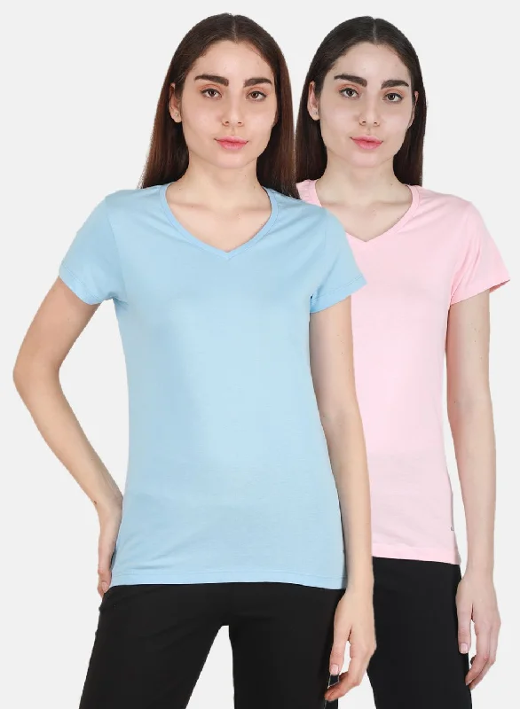 Price Rollback Women Blue & Peach Solid Top 2 Pc Set
