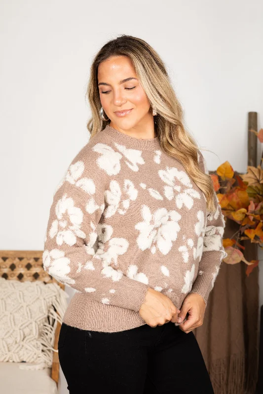 Unmissable Offer Floral Distressed Crewneck Terry Knit Sweater