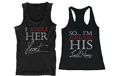 Take Advantage I Stole Her Heart, So I'm Stealing His Last Name Matching Couple Tank Tops