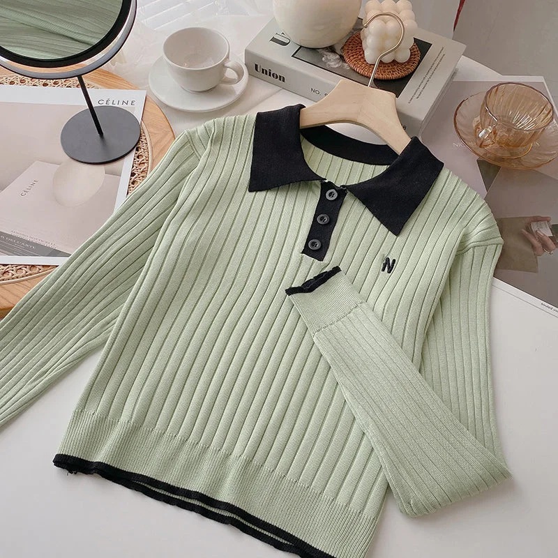 Limited Stock Versatile age reducing threaded sweater slim fit top  6624