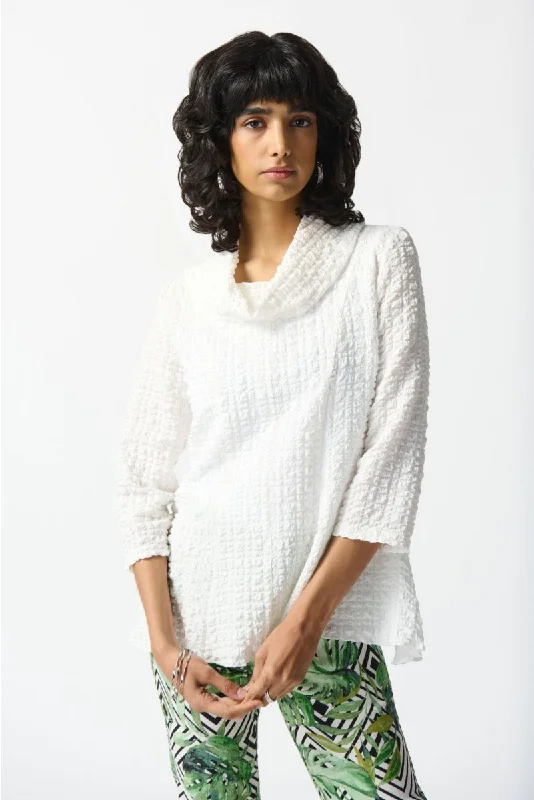 Early Access Joseph Ribkoff Textured Cowl Neck 3/4 Sleeve Tunic Top 242120
