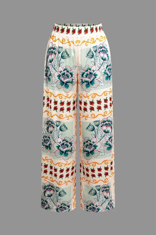 Season Finale Sale Floral Print Wide Leg Pants