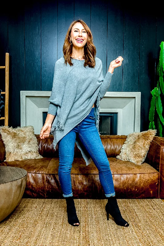 Today's Deal Pettitte Boat Neck Asymmetrical Dual Poncho Long Sleeve Sweater with Fringed Hem, Petite (FS174213P) Today's Deal Pettitte Boat Neck Asymmetrical Dual Poncho Long Sleeve Sweater with Fringed Hem, Petite (FS174213P)