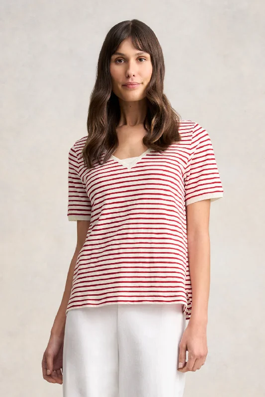 Stock Up Insert V-Neck Cotton T-Shirt